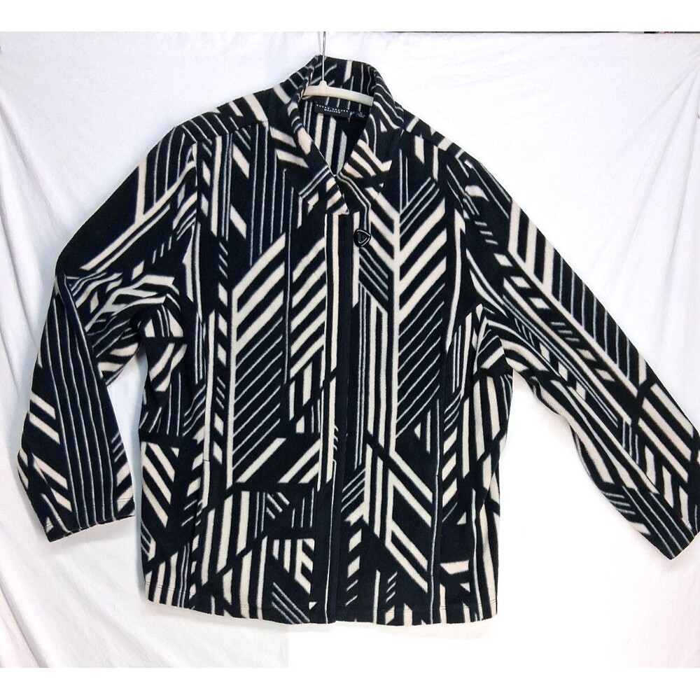 Susan Graver Weekend Women XL Fleece Jacket Full Zip Black Soft QVC Winter Work